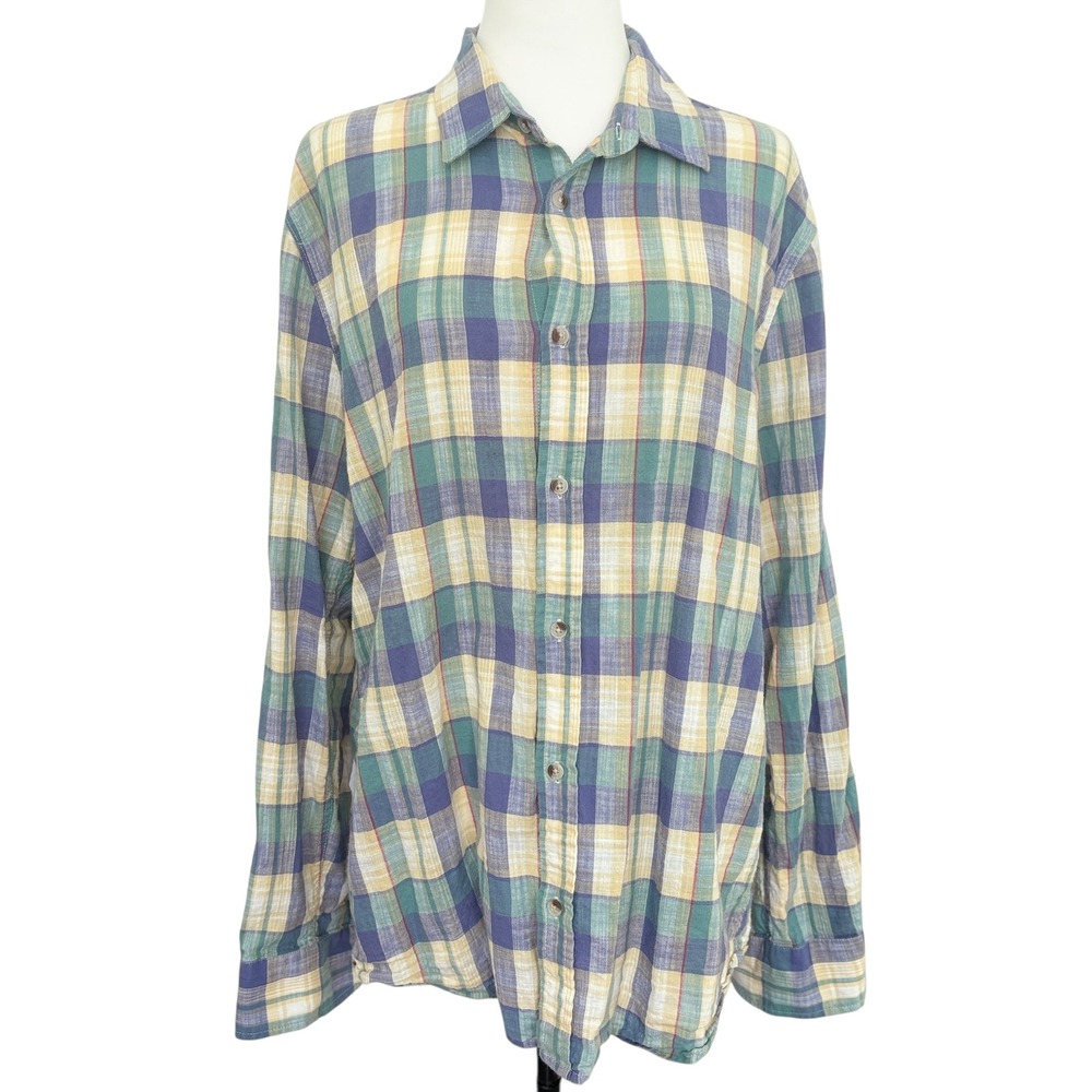 Men's Marine Layer‎ Plaid Lightweight Long Sleeve Button Up Shirt Large Casual